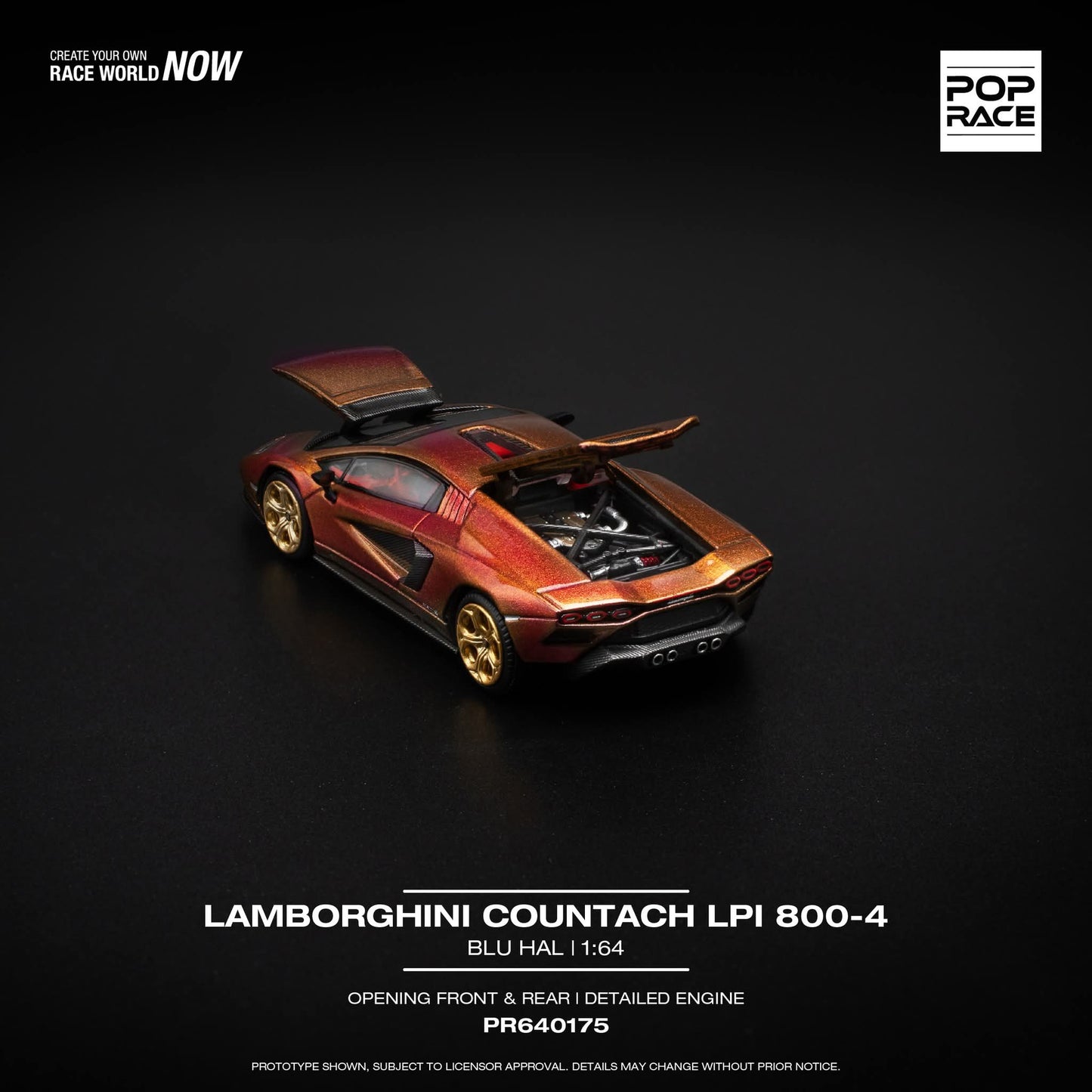 Pop Race 1/64 Lamborghini Countach LPI800-4 - Blu Hal