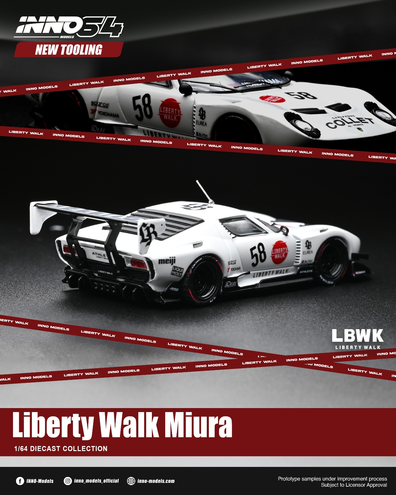 ⚠️ PRE ORDER ⚠️ Inno64 1/64 LBWK Lamborghini Miura - White