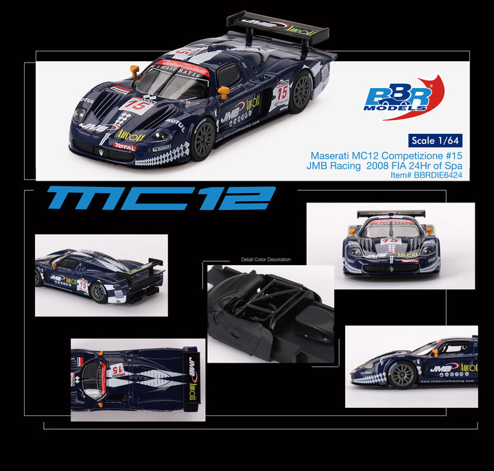 BBR 1/64 Maserati MC12 Conpetizione #15 JMB Racing - 2008 FIA 24 Hrs Spa