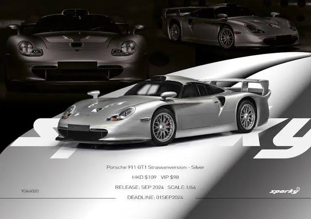Sparky 1/64 Porsche 911 GT1 Strassenversion - Silver