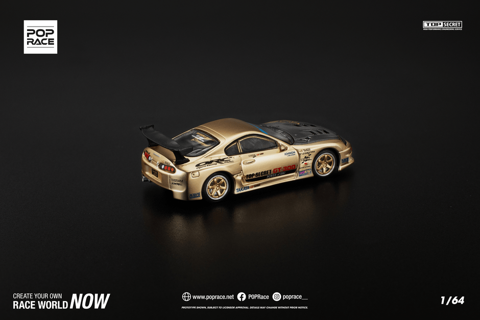 Pop Race 1/64 Top Secret Toyota GT300 Supra - Chrome Gold