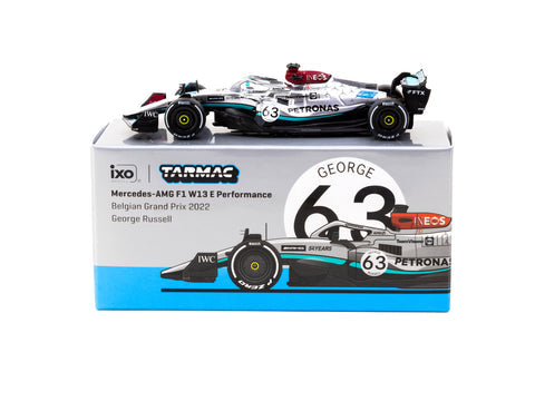 Tarmac Works X iXO Models 1/64 Mercedes-AMG F1 W13 E Performance - Belgian Grand Prix 2022 George Russell #63