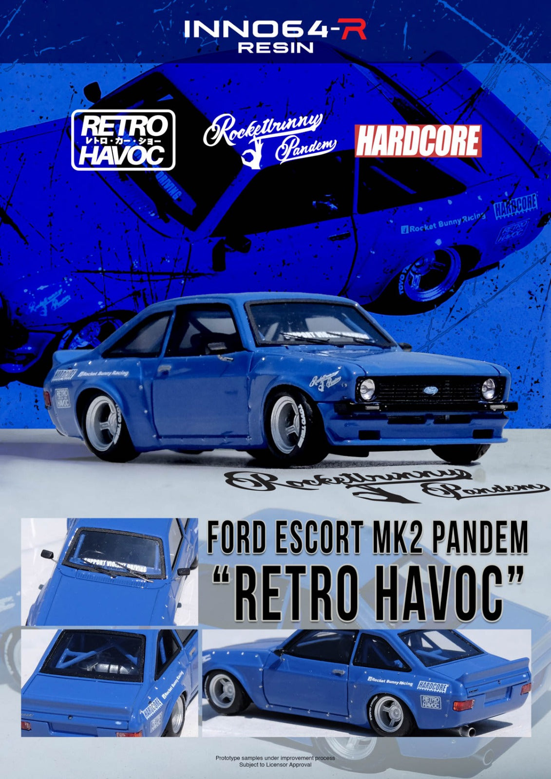 ⚠️ PRE ORDER ⚠️ Resin64 1/64 Pandem Ford Escort MK2 Retro Havoc - Blue