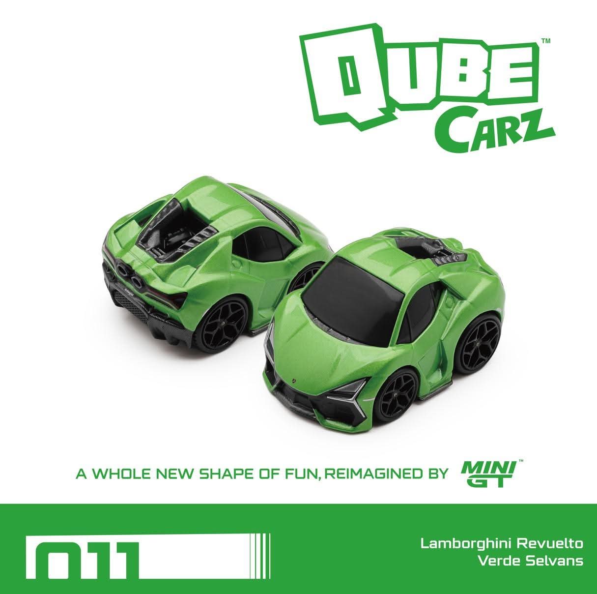 Mini GT 1/64 Qube Carz Lamborghini Revuelto - Verde Selvans