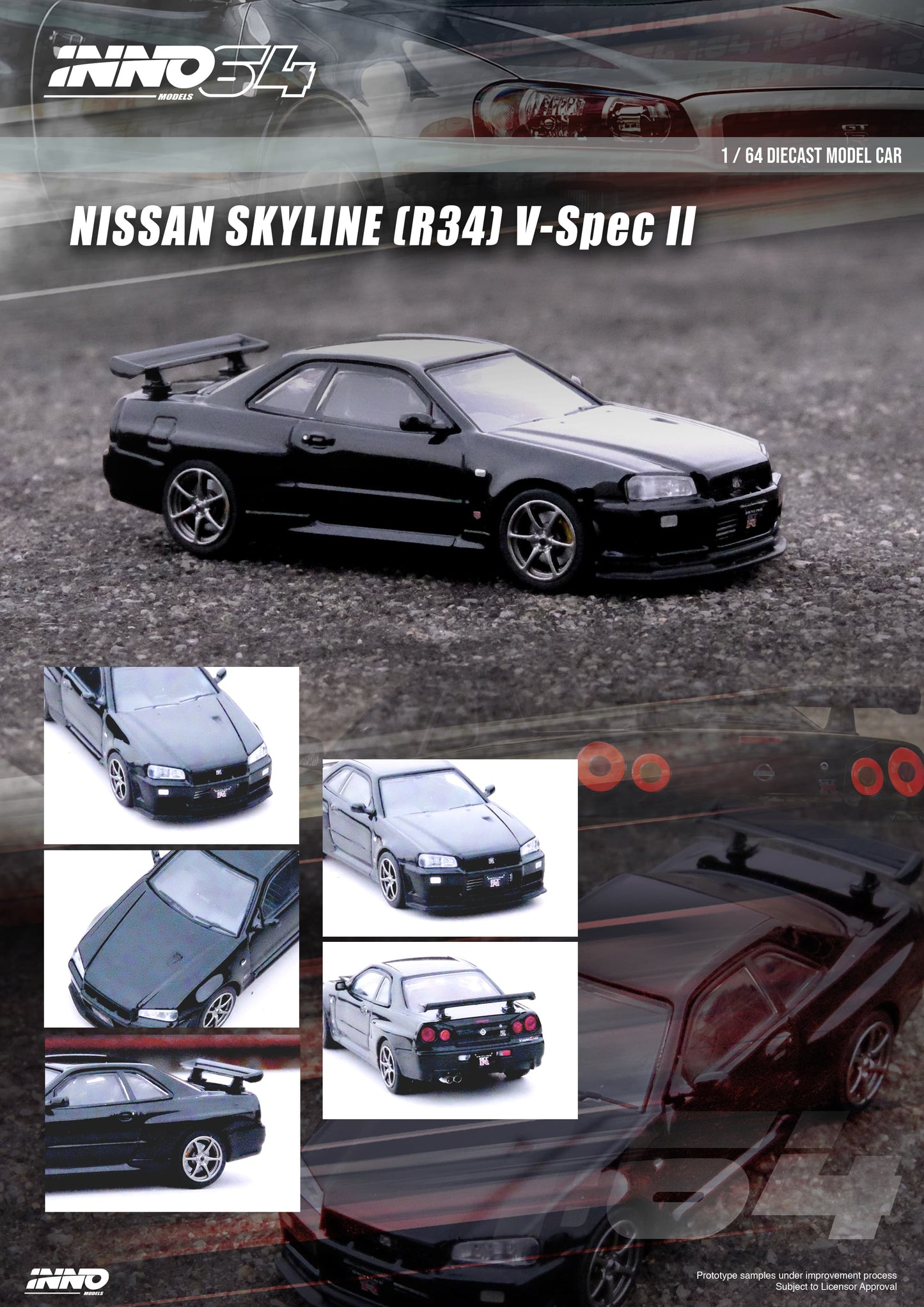 Inno64 1/64 Nissan Skyline GTR (R34) V-Spec II - Black