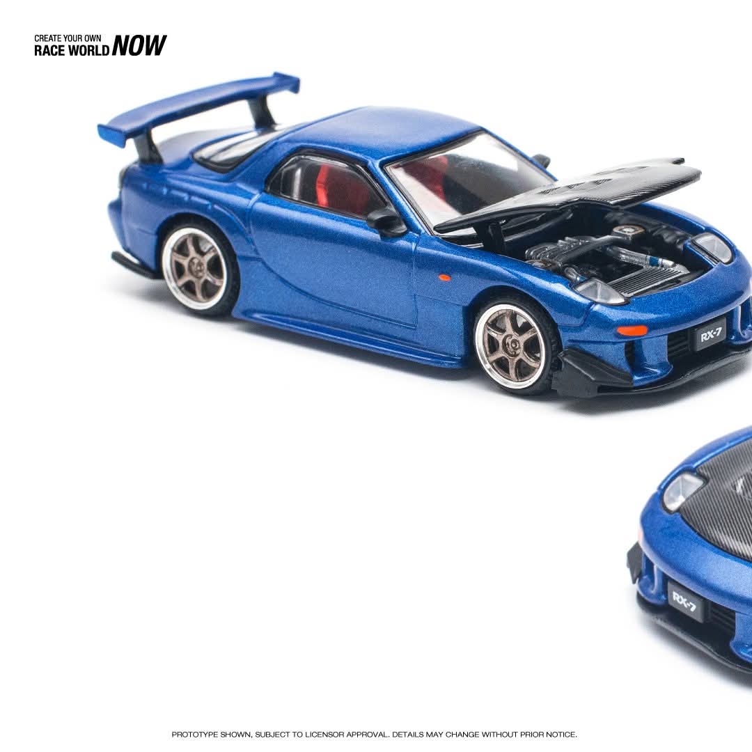 Pop Race 1/64 Mazda RX7 Widebody - Blue/Carbon