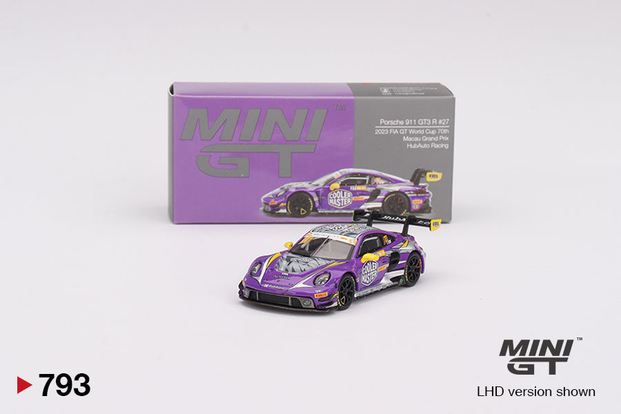 Mini GT 1/64 Porsche 911 GT3 R #27 (#793) - HubAuto Racing 2023 FIA GT World Cup 70th Macau Grand Prix