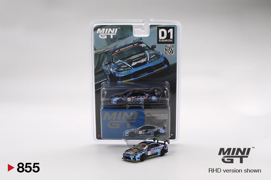 Mini GT 1/64 Nissan Silvia (S15) D-MAX #70 (#855) - D MAX Racing 2023 D1 Grand Prix (JAPAN EXCLUSIVE)