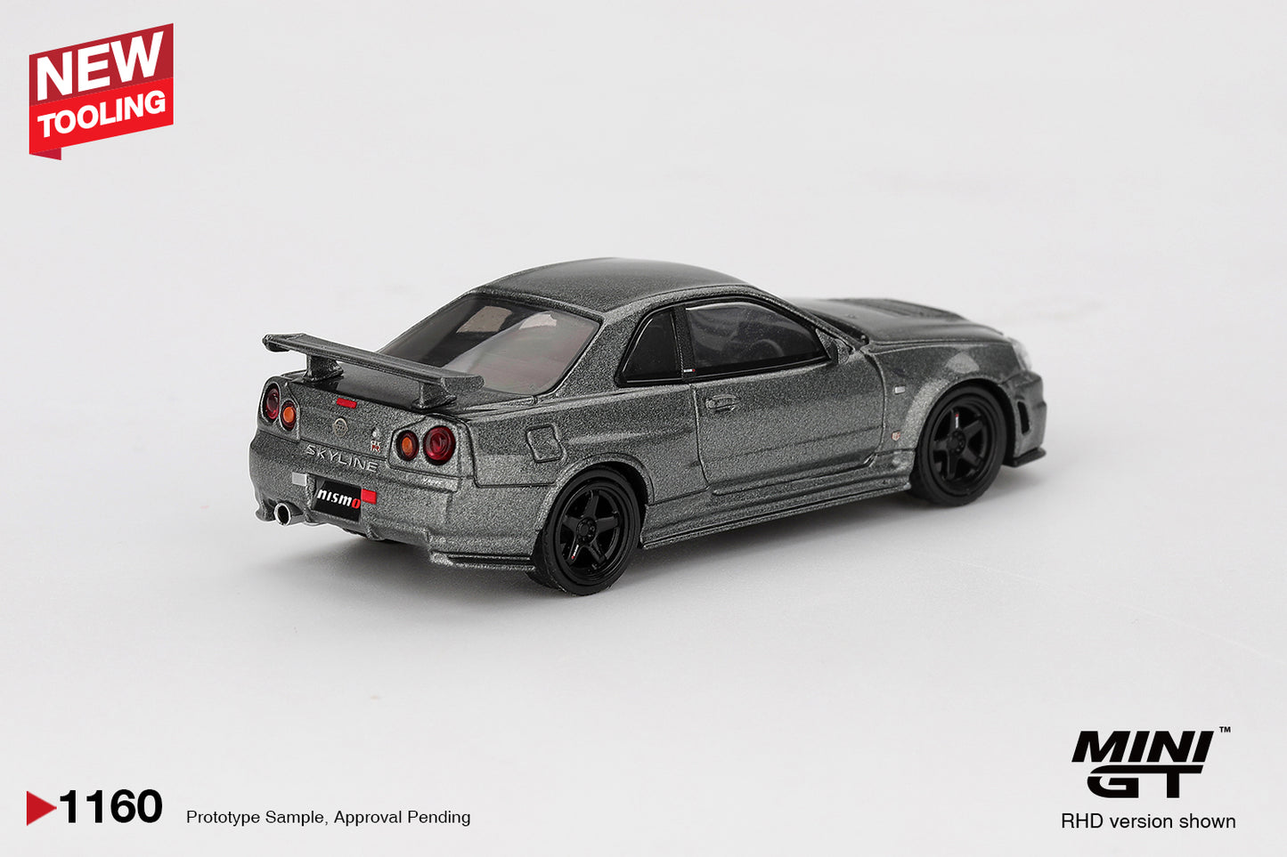 Mini GT 1/64 Nissan Skyline GT-R R34 (#1160) -Dark Metal Gray (NISMO BNR34 CRS Version)