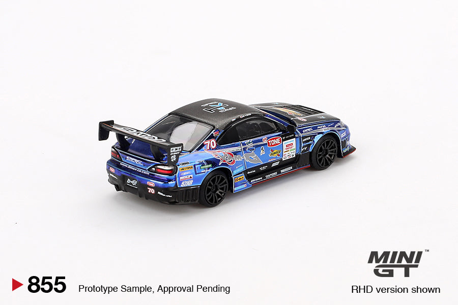 Mini GT 1/64 Nissan Silvia (S15) D-MAX #70 (#855) - D MAX Racing 2023 D1 Grand Prix (JAPAN EXCLUSIVE)