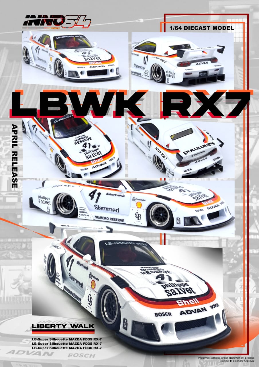Inno64 1/64 LB Super Silhouette Mazda RX7 (FD3S) - White
