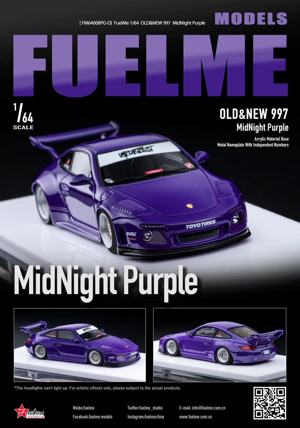 Fuel Me 1/64 Old & New Porsche 911 (997) - Midnight Metallic Purple