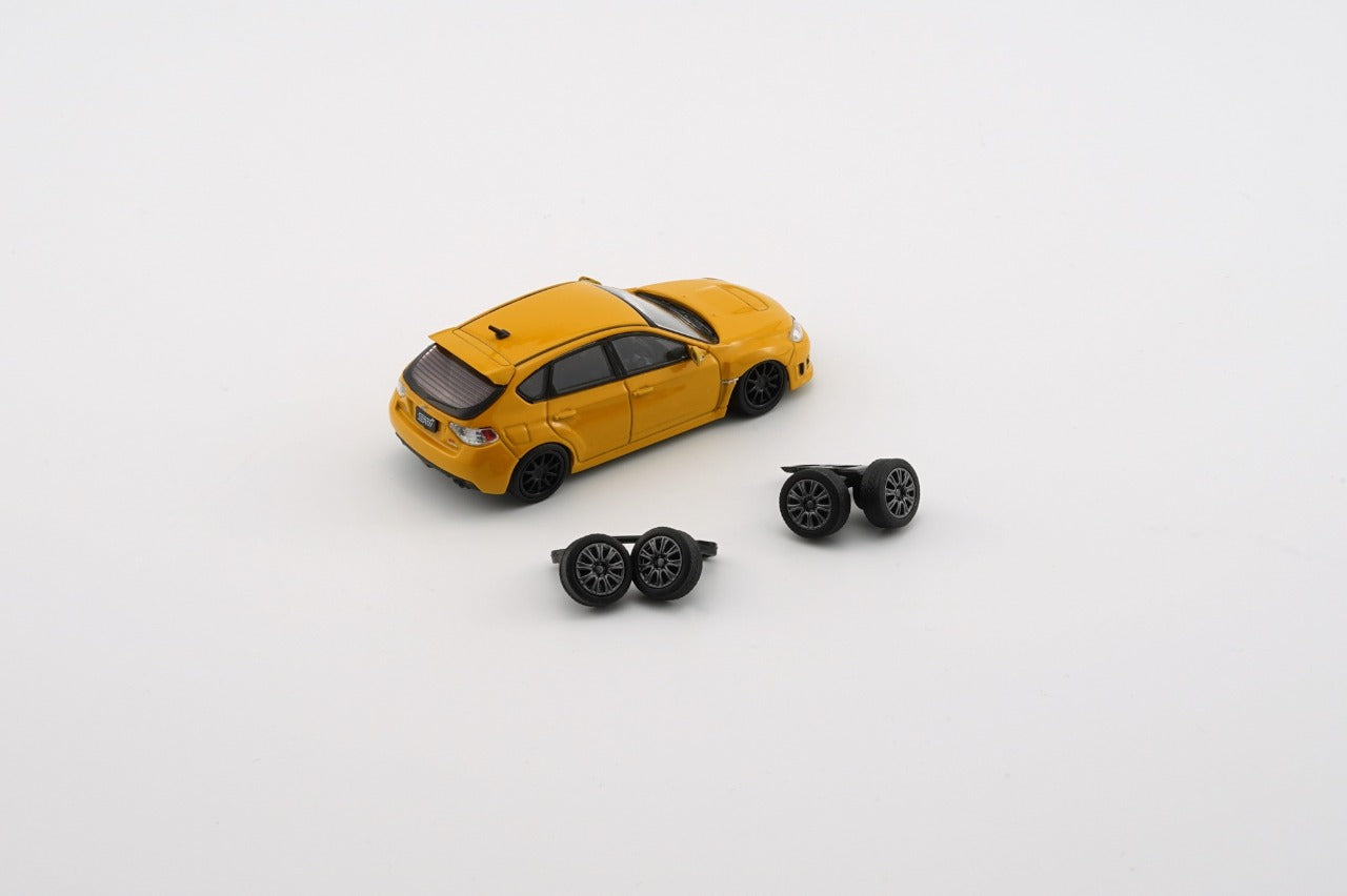 BM Creations 1/64 Subaru Impreza WRX STI & Extra Wheels (Yellow)