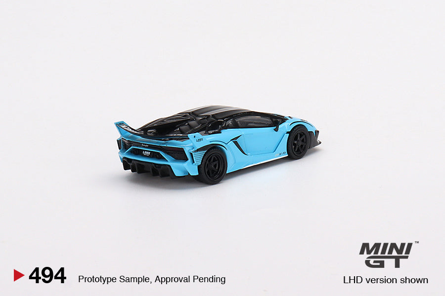 Mini GT 1/64 LB Silhouette Works Lamborghini Aventador GT EVO (#494) - Baby Blue