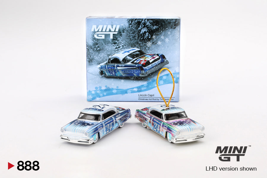 Mini GT 1/64 Lincoln Capri Christmas Hot Rod Set (#888) By Tim Sadchikov 2024 Christmas Edition