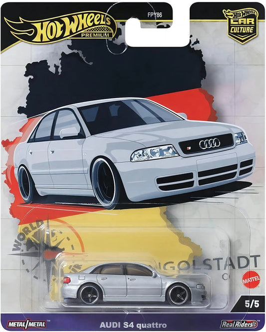 Hot Wheels Premium 1/64 Audi S4 Quattro - Silver (World Tour)