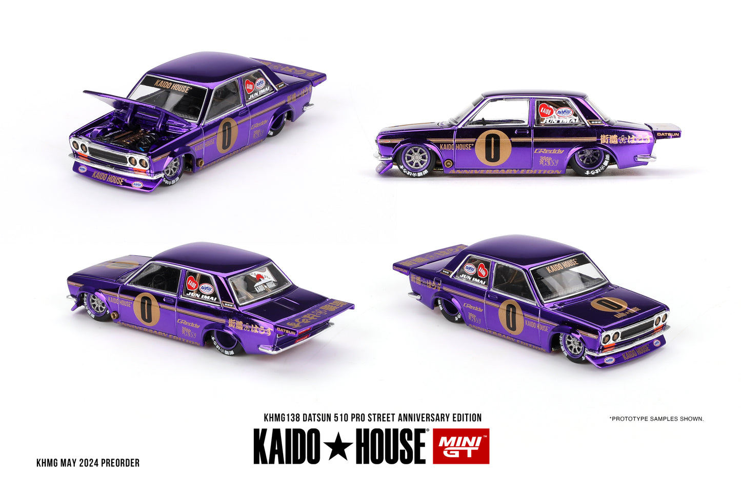 Mini GT x Kaido House 1/64 Datsun 510 Pro Street - Anniversary Edition (CHROME PURPLE)