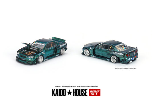 Mini GT x Kaido House 1/64 Nissan Skyline GTR (R34) - Kaido Works GReddy V.1