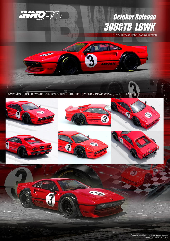 Inno64 1/64 LBWK Ferrari 308 GTB - Red