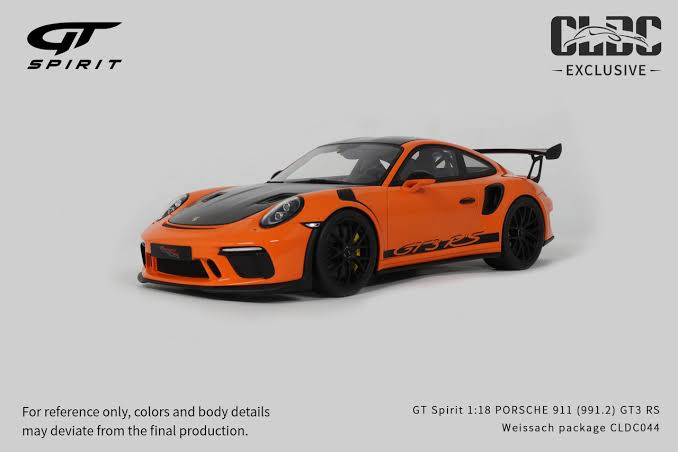 GT Spirit 1/18 Porsche 911 (991.2) GT3 RS Weissach Package - Orange/Black CLDC EXCLUSIVE RELEASE