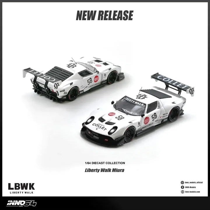 ⚠️ PRE ORDER ⚠️ Inno64 1/64 LBWK Lamborghini Miura - White