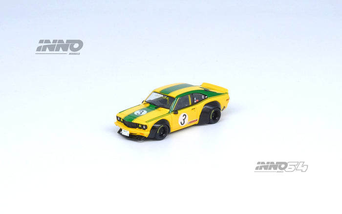 Inno64 1/64 LBWK Mazda RX3 Savanna - Yellow/Green