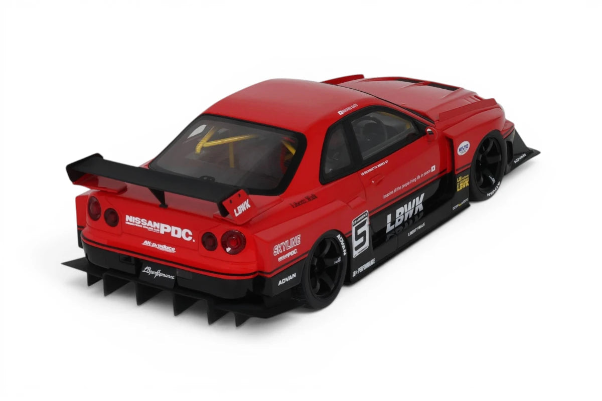 ⚠️ PRE ORDER ⚠️ GT Spirit 1/18 LBWK Nissan Skyline ER34 Super Silhouette - #5 Red/Black