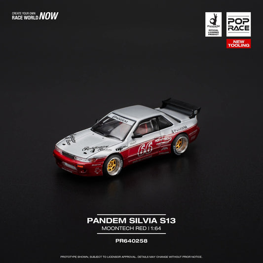 Pop Race 1/64 Pandem Nissan Silvia (S13) - Moontech Maroon/Silver