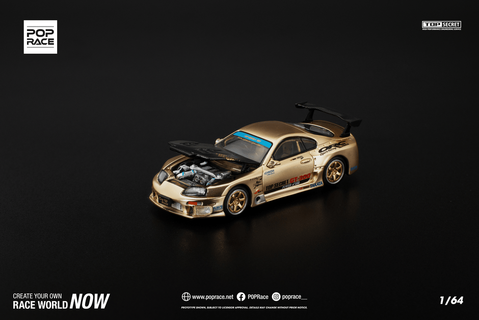 Pop Race 1/64 Top Secret Toyota GT300 Supra - Chrome Gold