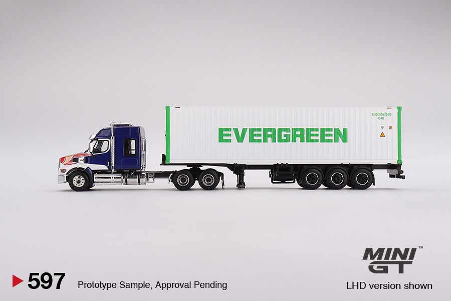 Mini GT 1/64 Western Star 49X & 40' Reefer Conatainer (#597) - Evergreen