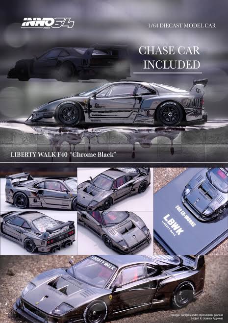 Inno64 1/64 LBWK Ferrari F40 - Chrome Black
