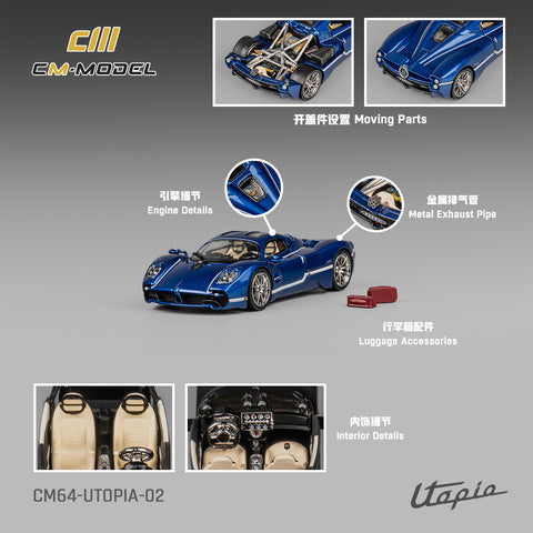 CM Model 1/64 Pagani Utopia - Metallic Blue