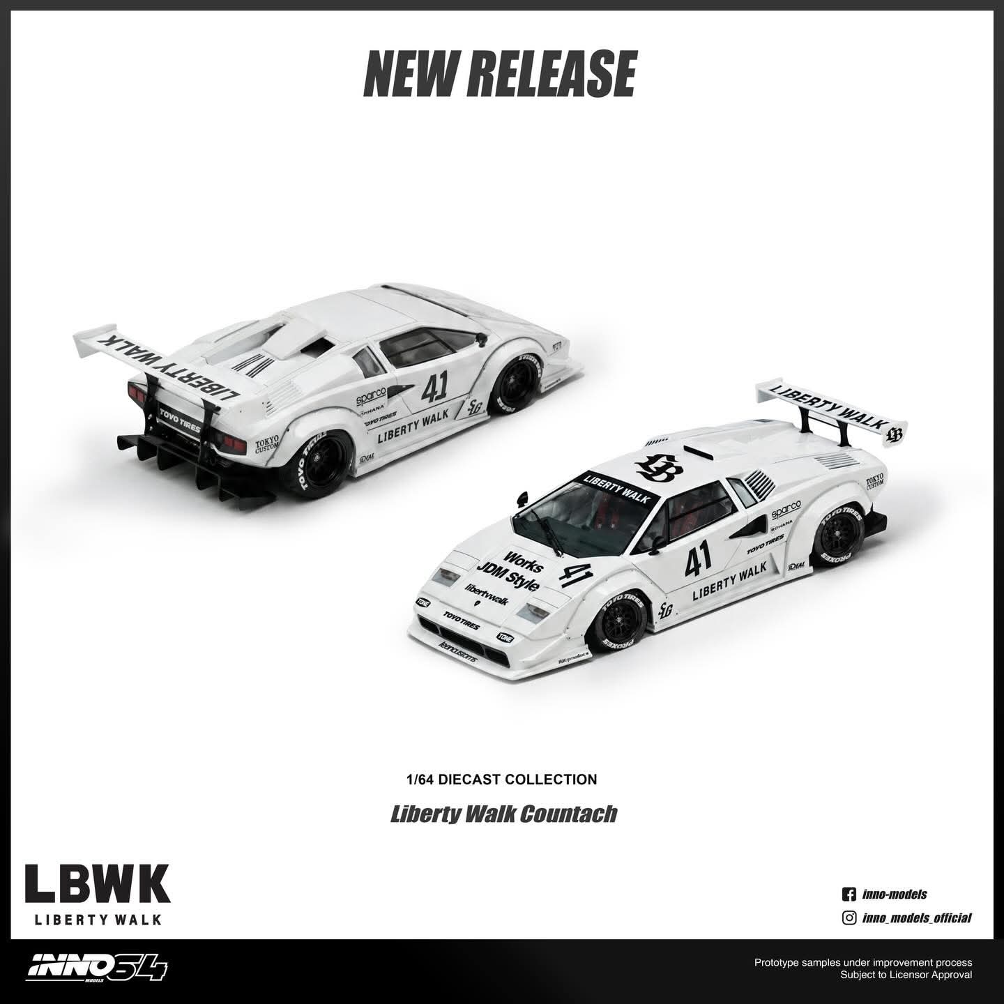⚠️ PRE ORDER ⚠️ Inno64 1/64 LBWK Lamborghini Countach - White