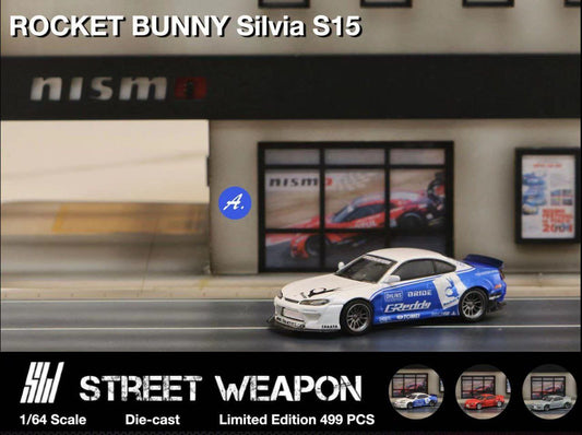 Street Weapon 1/64 Nissan Silvia S15 Pandem - Greddy White/Blue