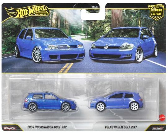 Hot Wheels Premium 1/64 Volkswagen Golf MK4 R32 & Volkswagen Golf MK7 R Twin Pack