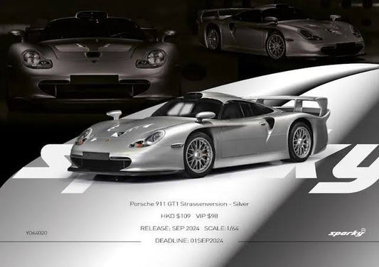 Sparky 1/64 Porsche 911 GT1 Strassenversion - Silver