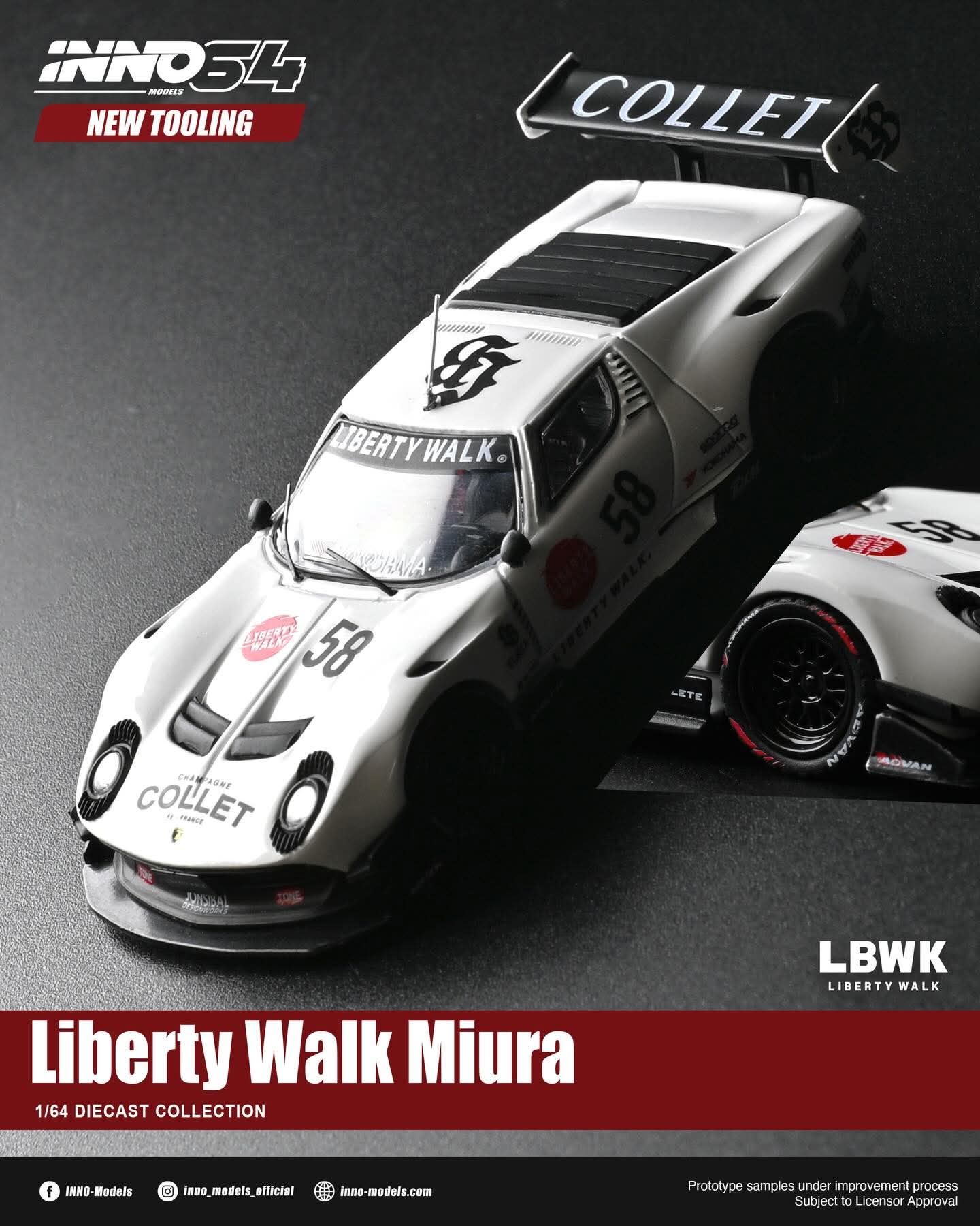 ⚠️ PRE ORDER ⚠️ Inno64 1/64 LBWK Lamborghini Miura - White