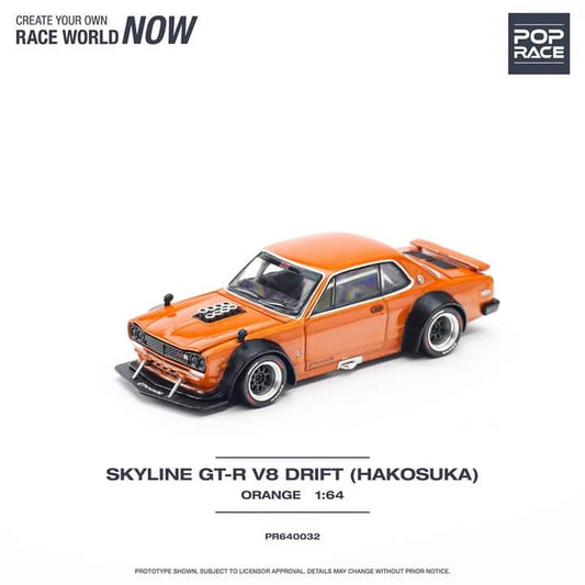 Pop Race 1/64 Nissan Skyline GT-R V8 Drift "Hakosuka" - Orange