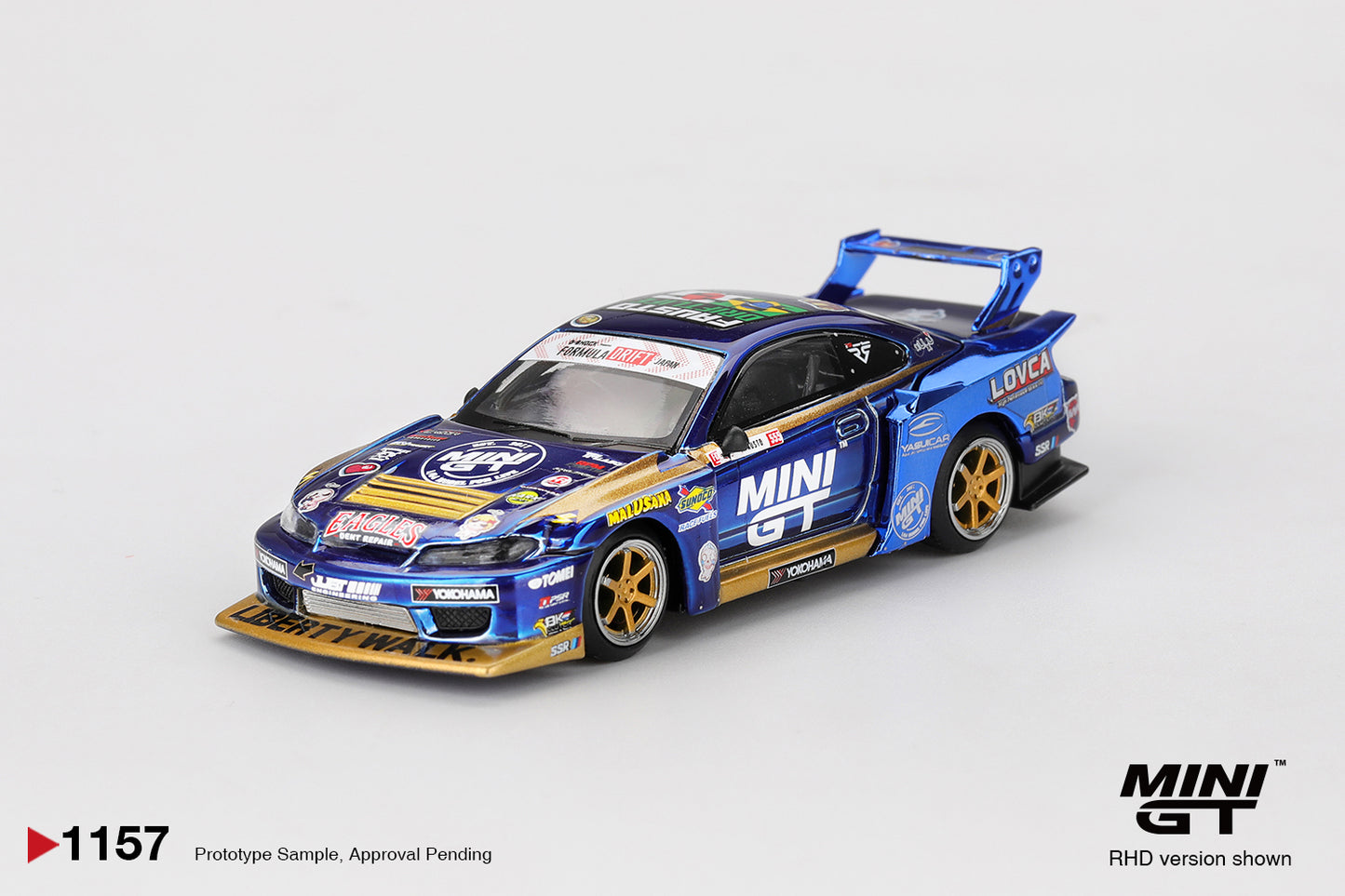 Mini GT 1/64 Nissan Silvia (S15) LB-Super Silhouette (#1157) Team MINI GT Liberty Walk 2025 Formula Drift