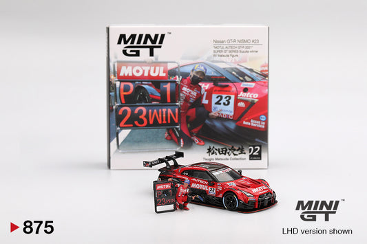 Mini GT 1/64 Nissan GT-R NISMO (#875) - "MOTUL AUTECH GT-R 2021" SUPER GT SERIES Suzuka winner W/Matsuda Figurine