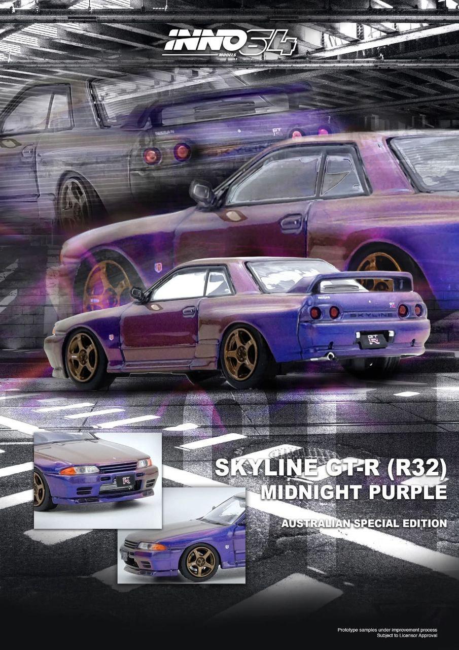 ⚠️ PRE ORDER ⚠️ Inno64 1/64 Nissan Skyline GTR (R32) - Midnight Purple Australia 🇦🇺 Exclusive Edition