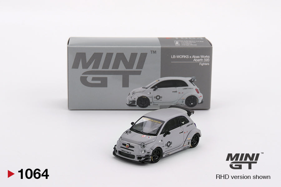 Mini GT 1/64 Abarth 595 LB-WORKS x Abas Works Fighters (#1064) - Matte Grey