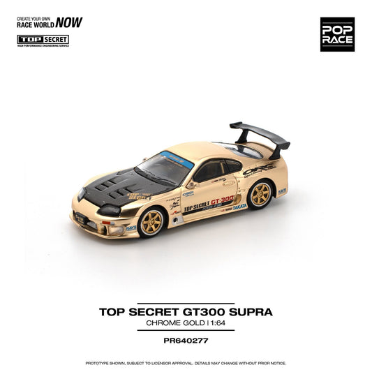 Pop Race 1/64 Top Secret Toyota GT300 Supra - Chrome Gold