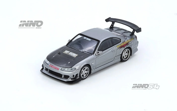 Inno64 1/64 Top Secret Nissan Silvia (S15) - Silver W/Carbon