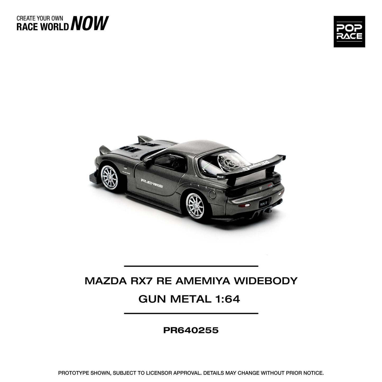 Pop Race 1/64 Mazda RX7 RE-AMEMIYA Widebody - Gun Metal
