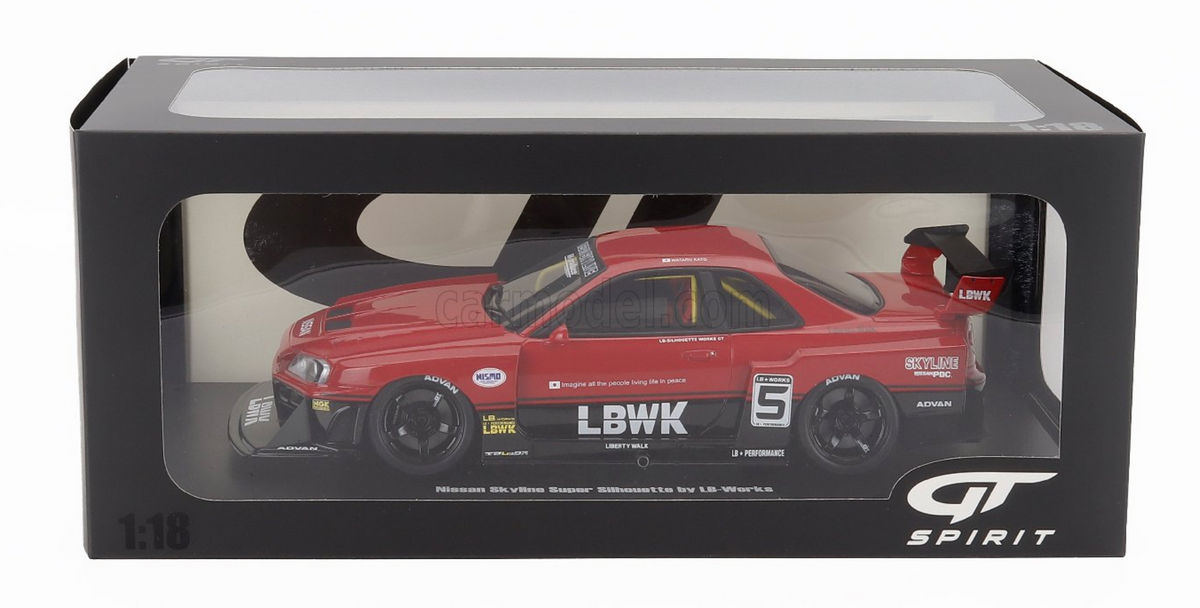 ⚠️ PRE ORDER ⚠️ GT Spirit 1/18 LBWK Nissan Skyline ER34 Super Silhouette - #5 Red/Black