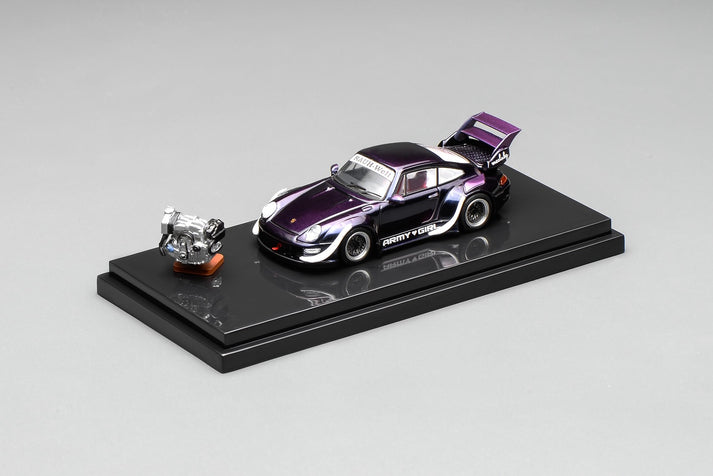 Motorhelix 1/64 RWB 993 "Army Girl" + Engine Display - Purple