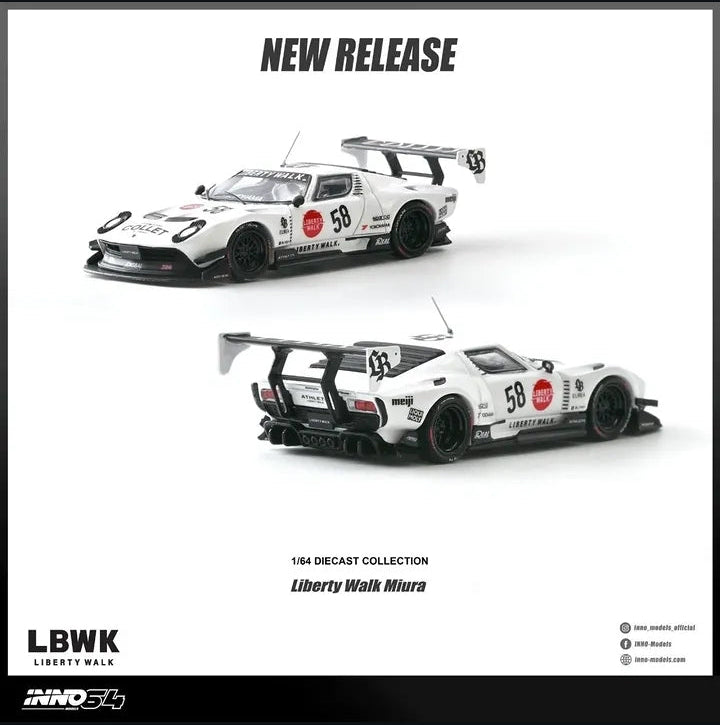 ⚠️ PRE ORDER ⚠️ Inno64 1/64 LBWK Lamborghini Miura - White