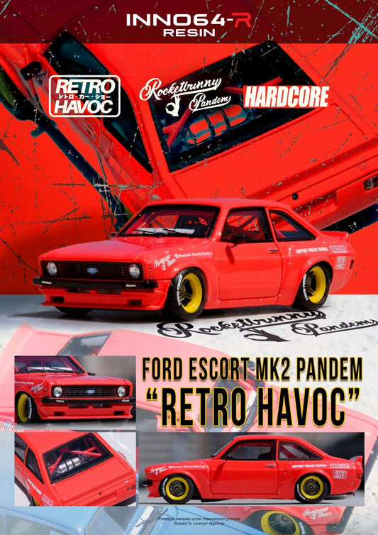 Resin64 1/64 Pandem Ford Escort MK2 Retro Havoc - Red