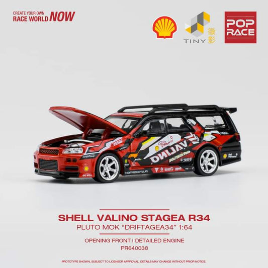 Pop Race 1/64 Shell Valino Nissan Stagea R34 - Pluto Mok "Driftgea34"